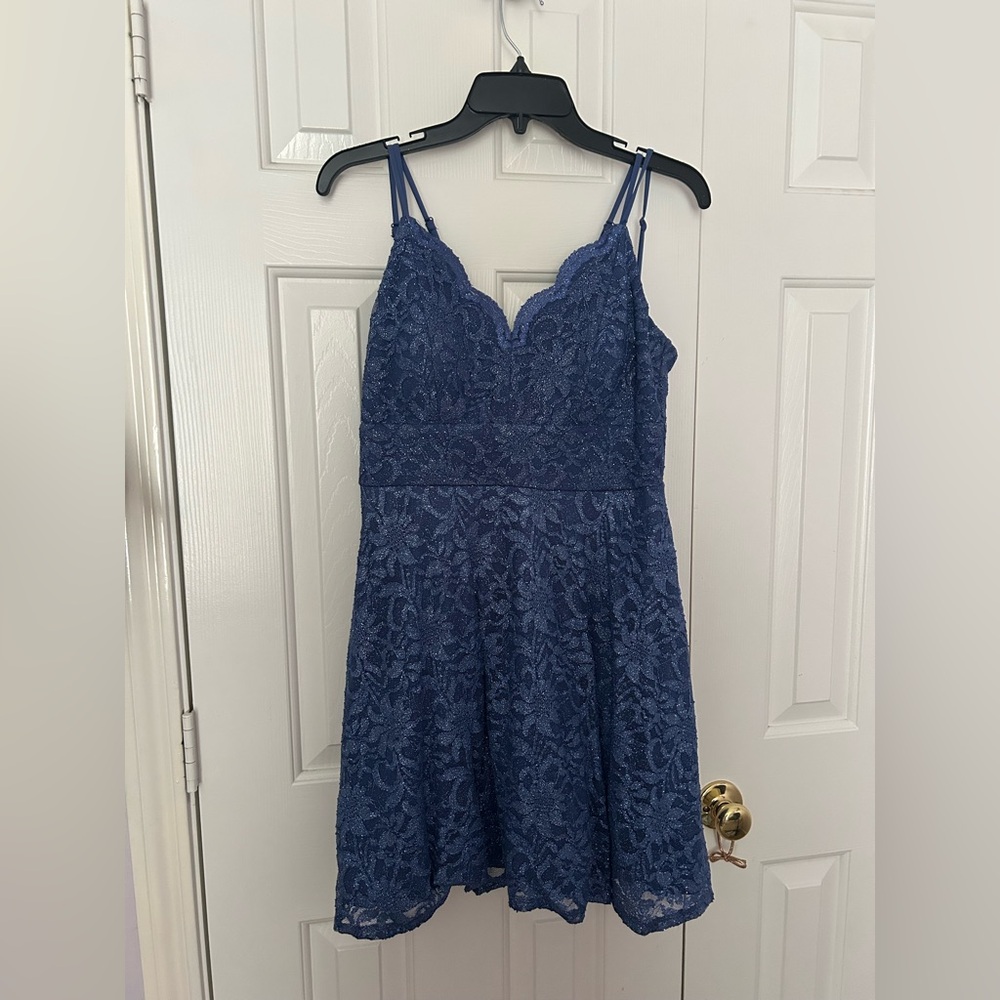 Teeze Me Blue Lace Mini Dress
